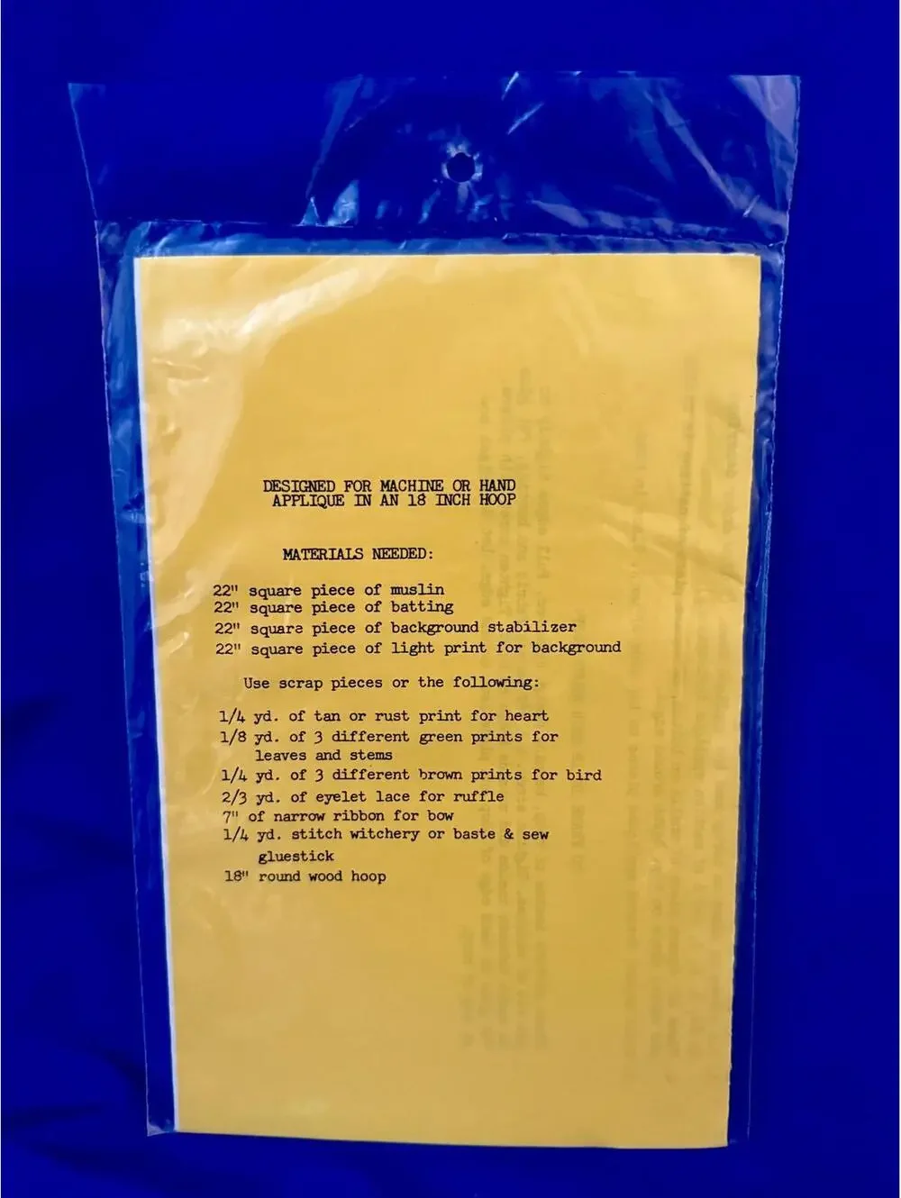 Vintage Truelove Appliques Craft Kit Manufactured by Country Crafts in 1983